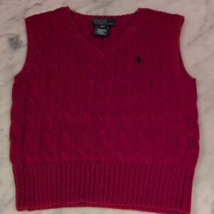 WONDERFUL Polo Red Cable Knit Sweater Vest- 3T